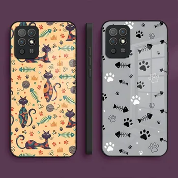 Cat Dog Fish Phone Case skirtas Huawei P40 P30 P50 P20 P9 Smartp Z Pro Plus 2019 2021 ir grūdinto stiklo spalvingas dangtelis