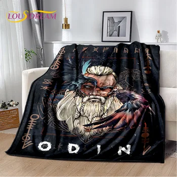Viking Nordic Odin Valhalla animacinis filmas Valknut antklodė,minkšta antklodė namų miegamajam Lova Sofa Piknikas Biuro kelionių viršelis Vaikai