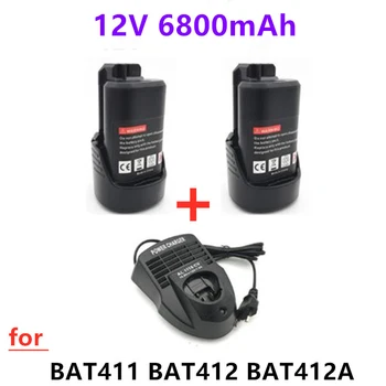 Naujausia 10.8V/12V 6800mAh ličio jonų įkraunamo elektrinio įrankio baterija akumuliatoriui bevieliui elektriniam atsuktuvui BAT411 BAT412 BAT412A