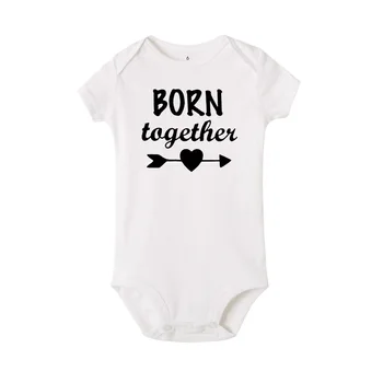 Baby Girl Boy Clothes 1 Pc Born Together and Friends Forever Baby Clothes Summer Short Sleeves Jumpant Twins Bodybitai Mažylis