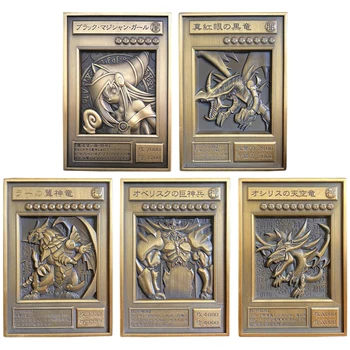 6 modeliai Yu-Gi-Oh reljefinės metalinės kortelės Tamsus magas Mergina Mėlynos akys Baltas drakonas Egipto Dievas Anime žaidimų kolekcija Kortų dovanų žaislai