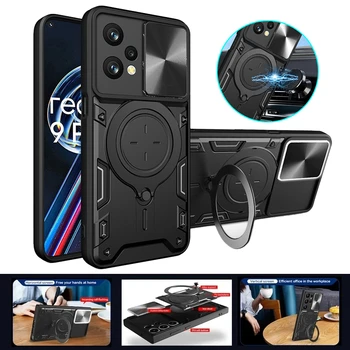 For Realme 9 Pro 5G Case Slide Camera Shock Armor Phone Case, skirtas OPPO Realme9 Realme V25 5G magnetinio žiedo laikiklio galiniam dangteliui