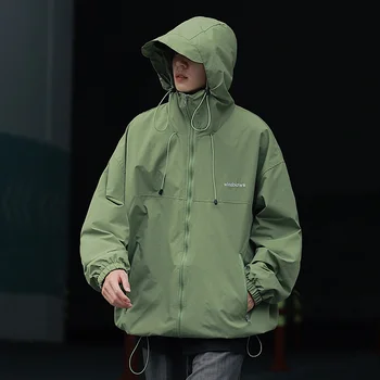 Winter New Men Letter Graphic Jacketed Jackets Korean Streetwear Casual Man Windbreakers Fashion Male Waterproof Coats