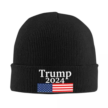 Donald Trump 2024 Kampanija Amerikos vėliava Megzta skrybėlė Moterų vyrų kaukolės Pupelės Žieminė kepurė Šiltas meliono dangtelis