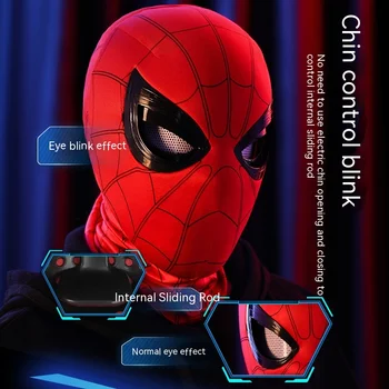1:1 Spiderman nuotolinio valdymo pultas Elektroninė kaukė judančios akys Spider Man Cosplay Emitter Elastinis galvos apdangalo modelis Žaislai Suaugusiems Xmas žaislai