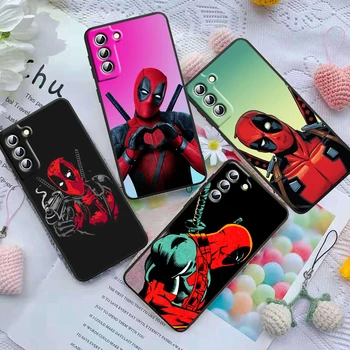 Marvel Avengers Deadpool telefono dėklas, skirtas Samsung S23 S22 S21 S20 FE S10 S10e S9 S8 Ultra Plus Lite Juodas minkštas dangtelis