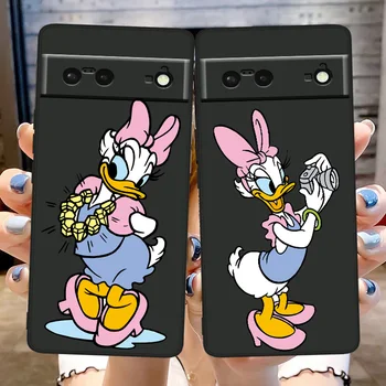 Disney Donald Duck smūgiams atsparus dangtelis, skirtas Google Pixel 7 6a 6 5a 5 4 4A XL 5G Juodas telefono dėklas Soft Fundas Coque