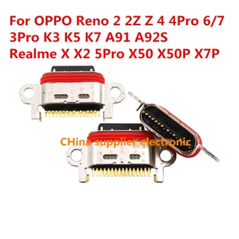 USB kištukas Įkrovimo prievado jungties lizdas OPPO Reno 2 2Z Z 4 4Pro 6/7 3 3Pro K3 K5 K7 A91 A92S Realme X X2 5Pro X50 X50P X7P