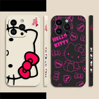 Pink Hello K-Kitty Line Cat telefono dėklas, skirtas iPhone 14 13 12 11 Pro XS Max Mini X XR SE 7 8 6 15 Plus dėklo dangtelis Funda Shell Capa