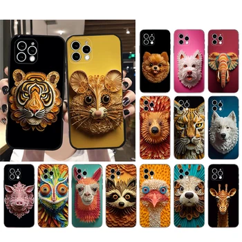 Animal Tiger popierinis Quilling telefono dėklas, skirtas iPhone 15 14 Pro Max 13 12 11 Pro Max XSMax XR 12 13 mini 14 Plus