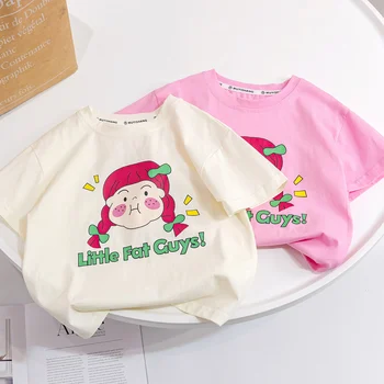 IENENS Summer Cartoon Tops Girl's Cotton T-Shirt Baby Short Sleeve Tees Children Clothes Toddler Casual T Shirt 0-6 metų