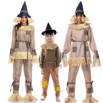 Vaikiškas kaliausės kostiumas moterims Vyrai Vaikai Helovinas Cosplay Baisūs šiaudiniai šeimos kostiumai