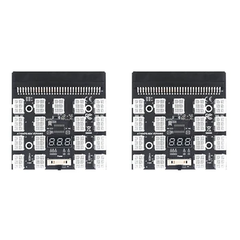 NEW-2X Breakout Board 17 Port 6Pin LED ekrano maitinimo modulio serverio kortelės adapteris, skirtas HP 1200W 750W PSU GPU kalnakasių kasybai BTC