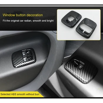 2 PCS Car Carbon Fiber Langų pakėlimo jungiklio mygtuko dangtelio apdailos lipdukas, skirtas Benz Smart 453 Fortwo Forfour 2015+ Priedai