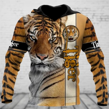 Liūto džemperis su gobtuvu vyrams 3D gyvūnų rašto džemperiai Vyriški drabužiai Megztiniai Drąsūs gatvės drabužiai Oversized Tops drabužiai