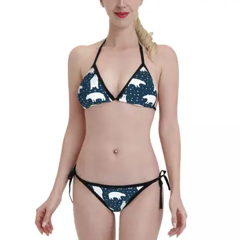 Summer Sexy Animal Cat Bikinio rinkiniai Moteriški maudymosi kostiumėliai Mieli apyrankės maudymosi kostiumėliai Paplūdimio apranga