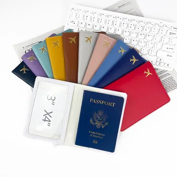 Naujas štampavimo lėktuvas Verslo paso dangtelis Sutirštintas PU odinis kelionių paso apsauginis dėklas Paprastas kortelės laikiklio dėklas Unisex