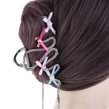 Alloy Women Hair Claw Sweetheart Cloth Rhinestone Millennium Style Shark Clip Bow Knot Kutsel Hair Accessory Party