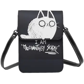 Juokingas katės žodis pečių krepšys Gyvūnų animacinių filmų biuras Studentų moterų krepšiai Dovanos Vintažinė odinė piniginė