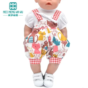 Baby Doll Clothes For 43-45cm Toy New Born Doll and American Doll Fashion cartoon suspender pants kailiniai apykaklės