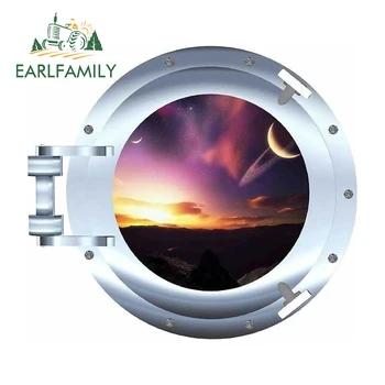 EARLFAMILY 13cm x 11.6cm Moon Porthole Decal Camper RV degalų bako dangtelio dekoravimo variklis Namų freska Automobilio lipdukas Kūrybinė grafika