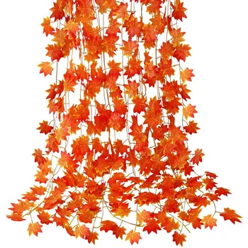 12 Pakuotės dirbtinių rudens lapų Girlianda Kabantis vynmedis Padėkos dienos dekoracija šeimos vestuvių židinio vakarėliui