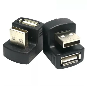 Neue Up oder unten Rechts Abgewinkelt USB 2,0 Adapter A Stecker auf Buchse Verlängerung 90 180 Grad Schwarz