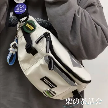 Japonų Harajuku šviesą atspindintis krūtinės krepšys Moterų ir vyrų juosmens krepšys Koliažas Studentų kryžminės rankinės Piniginės ir rankinės Bolso Hombro