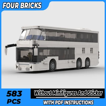 Moc Building Bricks City Car Model Double Decker Coach Bus Technology Modular Blocks Gifts Žaislai vaikams 