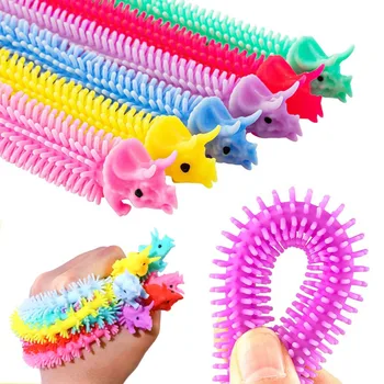 6Pcs Squishy Fidget Toys Worm Noodle Stretch String Rope Anti Stress Relief Toy String Fidget Autism Vent Tool for Children Adults