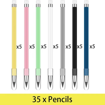 35Pcs Eternal Pencil Švino šerdies atsparumas dilimui Nelengva sulaužyti pieštukus Nešiojamas keičiamas rašiklis Kanceliarinės prekės