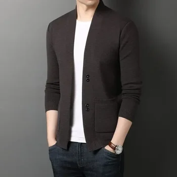 Vyriški drabužiai su kišenėmis Verslo megztinis Vyriškas vientisos spalvos paprastas V kaklo megztinis Virš tinkamumo Geriausiai parduodami produktai 2023 A X