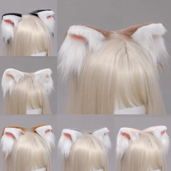 Mielas dirbtinio kailio kačiuko ausys Plaukų segtukai Japonų anime Cosplay Kailinių gyvūnų plaukų segtukai Helovino rekvizitai