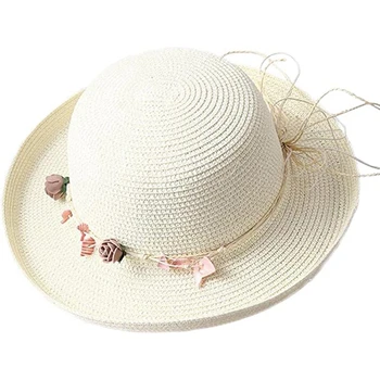 Straw Hat Beach Hat Sun Hat Summer Hat Summer Hat Moterims Puikiai tinka kelioninėms gėlėms
