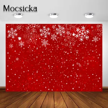 Mocsicka Raudonas Kalėdų fonas Dekoracijos Snaigė Laimingų Naujųjų metų šventinio vakarėlio fonas fotografijos studijos fotosesijai