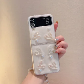 Love Peals Butterfly Gem Soft Gel smūgiams atsparus telefono dėklas, skirtas Samsung Galaxy Z Flip 5 4 3 Galinis dangtelis