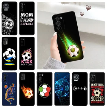 Focus futbolo silikoniniai juodi telefonų dėklai, skirti Motorola Moto G73 G53 G Stylus Edge 30 20 One G9 G82 G72 G52 G32 G22 G200 Cover