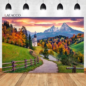 Laeacco ruduo Vokietija Kaimo fotografija Fonas Viršūnė Bavarijos Alpės Peizažas Miško kalnų kelias Vaikų portreto fonas
