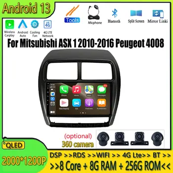 9'' Navigacija Android 13 Automobilinis radijas Mitsubishi ASX 1 2010-2016 Peugeot 4008 grotuvas Multimedia Stereo 2Din Carplay No DVD DSP