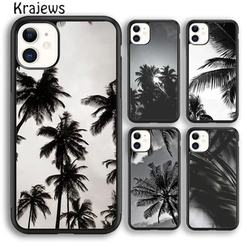 Krajews Black White Tropical Palm Phone Case Cover For iPhone 15 SE2020 14 6 7 8 plus XS XR 11 12 mini pro max Fundas