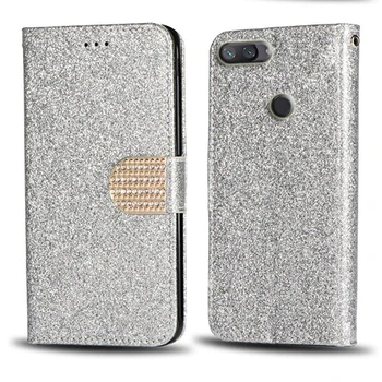 Bling Diamond Leather piniginės odinis dėklas, skirtas Xiaomi Mi 8 Lite telefono dangteliui