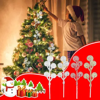 10 vnt Kalėdinių blizgučių uogų stiebai Dirbtiniai kalėdiniai kirtikliai Kalėdų eglutės papuošalams 10.2*2.8in 