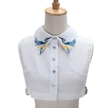 Moteriški marškiniai Netikros apykaklės kaklaraištis Mada Sunkus paukščių siuvinėjimas Siuvimas Nuimama apykaklė Netikras apykaklės atlapas Viršus Drabužių priedai
