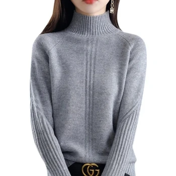 Elegant Casual Fashion Pullover Fall Winter Warm Thick Turtleneck megztiniai moterims Solid Basic megztos ilgomis rankovėmis A1242