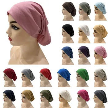 Minkštos vidinės hidžabo kepurės Medvilninis musulmoniškas vamzdis Kaulų tempimas Turbano islamo skarelė Variklio dangčio skrybėlė Nindzė Moteriškas galvos apdangalas Turbante Mujer