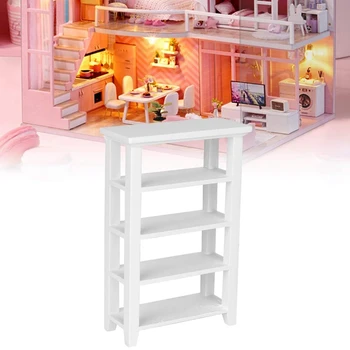 Miniatiūrinių baldų modelis 4 sluoksniai Lentynos vitrinos stovas 1: 12 Lėlių namo pakeitimas