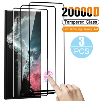 S24 grūdinto stiklo pirštų atspaudų atrakinimas Samsung Galaxy S24 S24Plus S24Ultra 5G HD skaidrios ekrano apsaugos plėvelėms