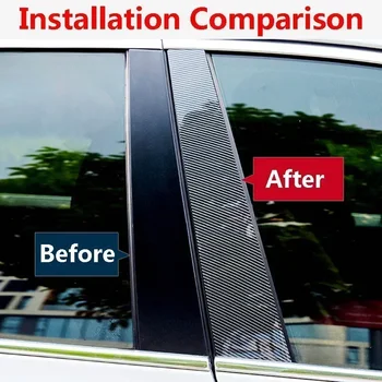 6vnt Automobilio stulpų stulpai tinka Nissan Qashqai J10 2008-2013 automobilių kolonėlės skydo durų langų apdaila Anglies pluošto juodos lipdukų dalys