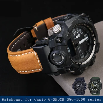 Natūralios odos laikrodžio dirželis Casio G-SHOCK Big Mud King GWG-1000/GB serijos modifikuotas retro odinės laikrodžių juostos priedų diržas