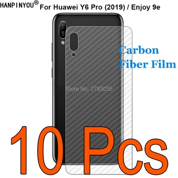 10 vnt. / Lot for Huawei Y6 Pro (2019) / Enjoy 9e 3D Ultra Thin Transparent Carbon Fiber Back Film Skin ekrano apsaugos lipdukas
